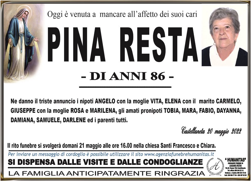 Trigesimo di Pina Resta