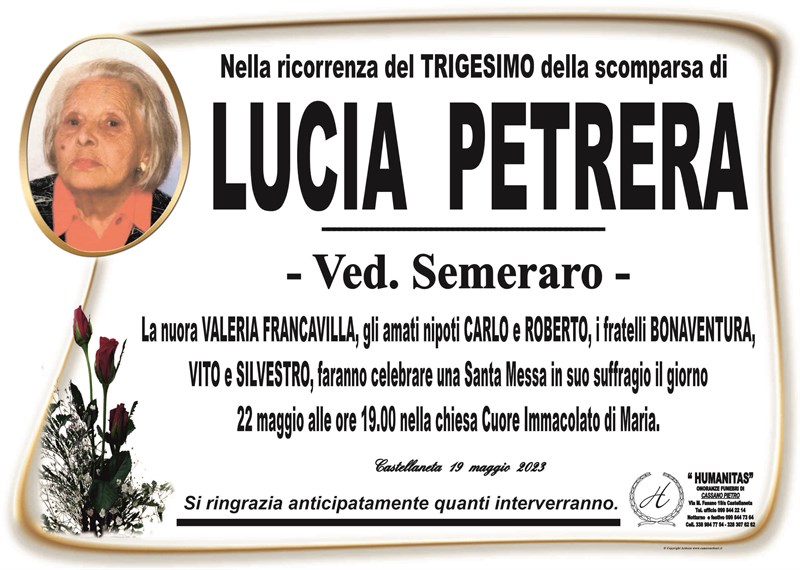 Trigesimo di Lucia Petrera