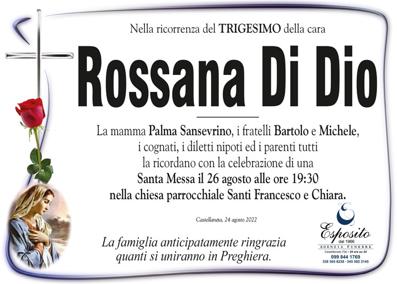 Trigesimo di Rossana Di Dio