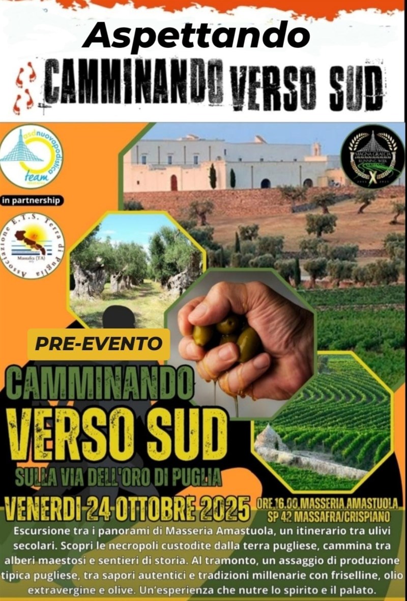 Locandina Camminando verso sud sulla via dell'oro di Puglia