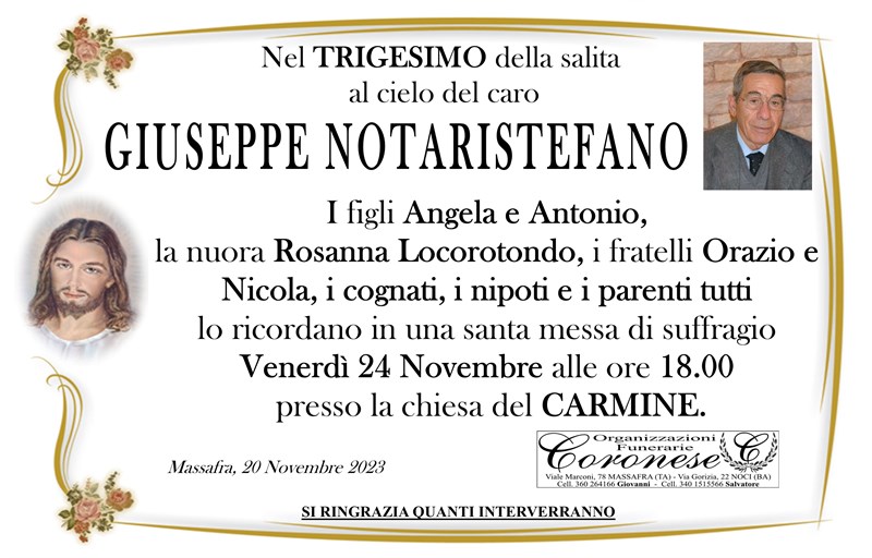 Trigesimo di Giuseppe Notaristefano