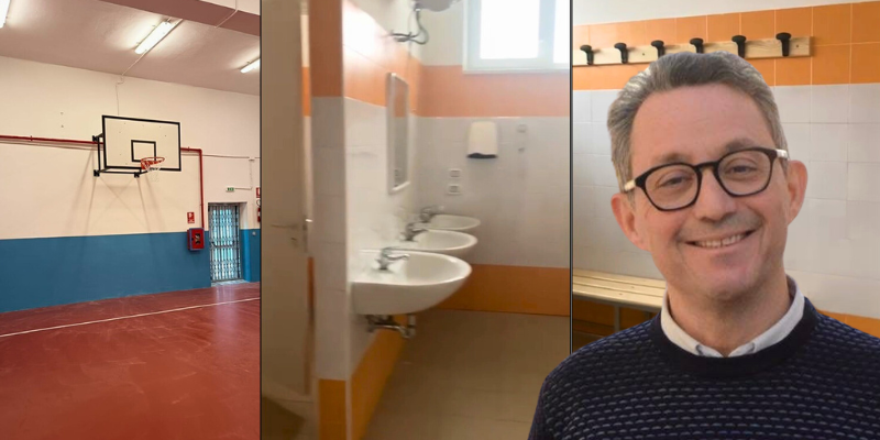 L'assessore Cerbino e i lavori nella palestra della Manzoni