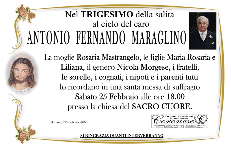 Trigesimo di Antonio Fernando Maraglino