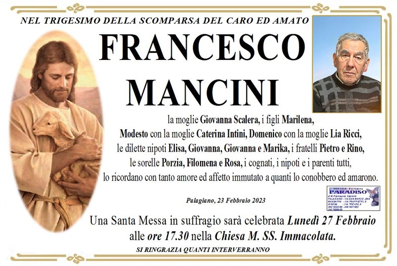 Trigesimo di FRANCESCO MANCINI