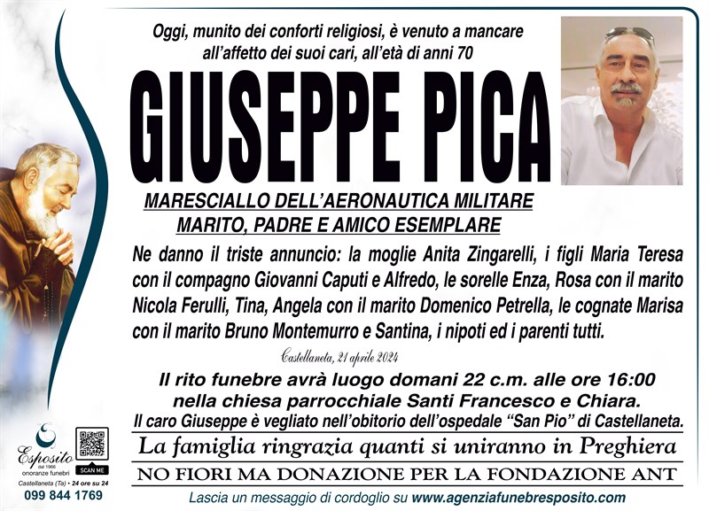 Ringraziamento di Giuseppe Pica