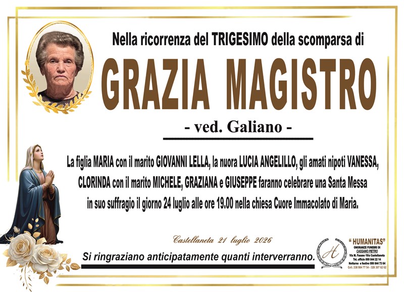 Trigesimo di Grazia Magistro