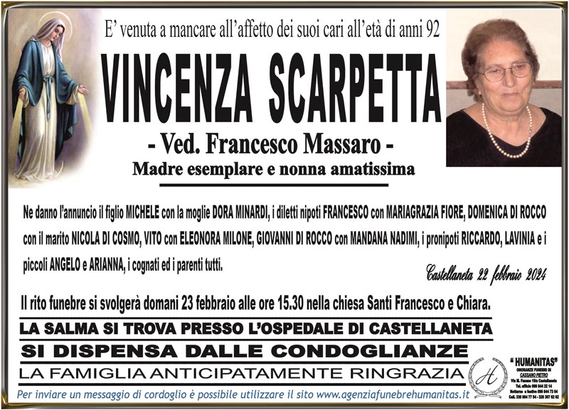 Trigesimo di Vincenza Scarpetta