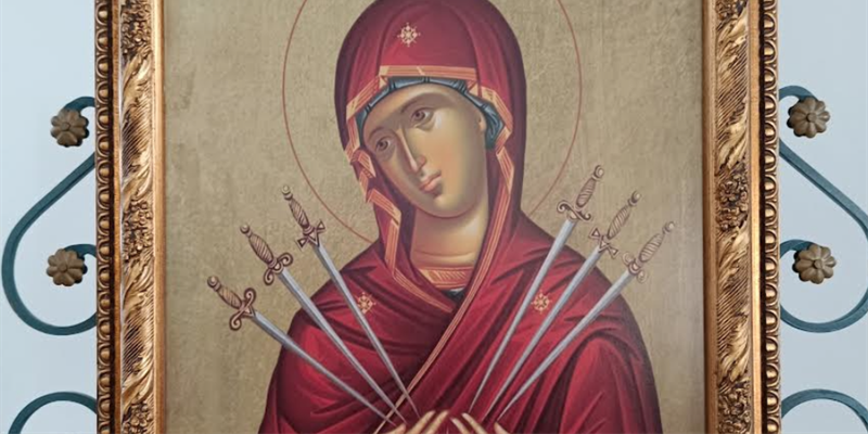 riproduzione icona bizantina della Vergine dei Sette Dolori