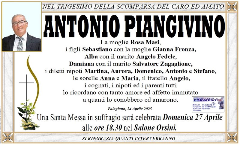 Trigesimo di Antonio Piangivino