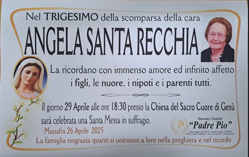 Trigesimo di Angela Santa Recchia