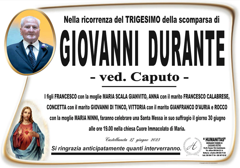 Trigesimo di Giovanni Durante