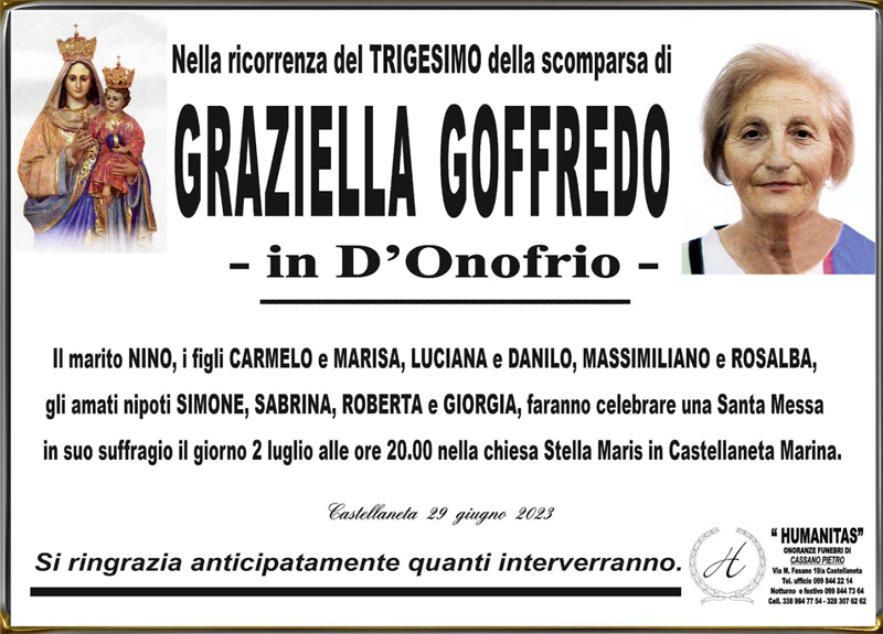 Trigesimo di Graziella Goffredo