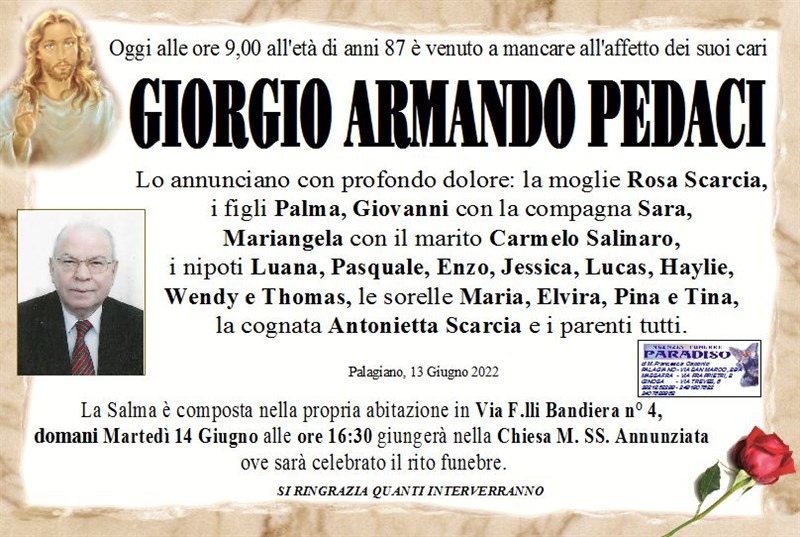 Anniversario di GIORGIO ARMANDO PEDACI