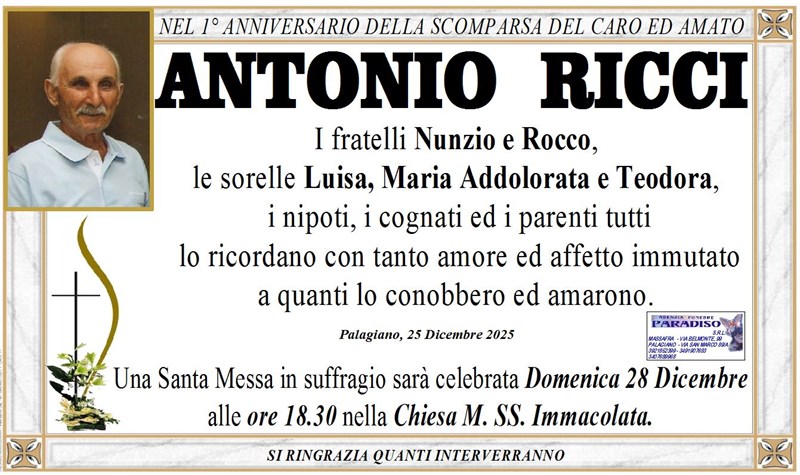 Anniversario di ANTONIO RICCI