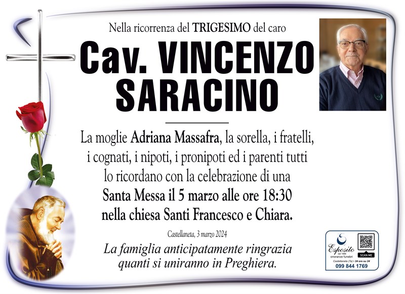 Trigesimo di Cav. Vincenzo Saracino