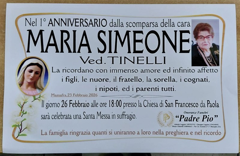 Anniversario di Maria Simeone
