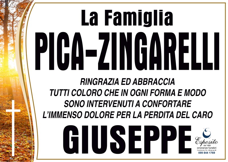 Ringraziamento di Giuseppe Pica