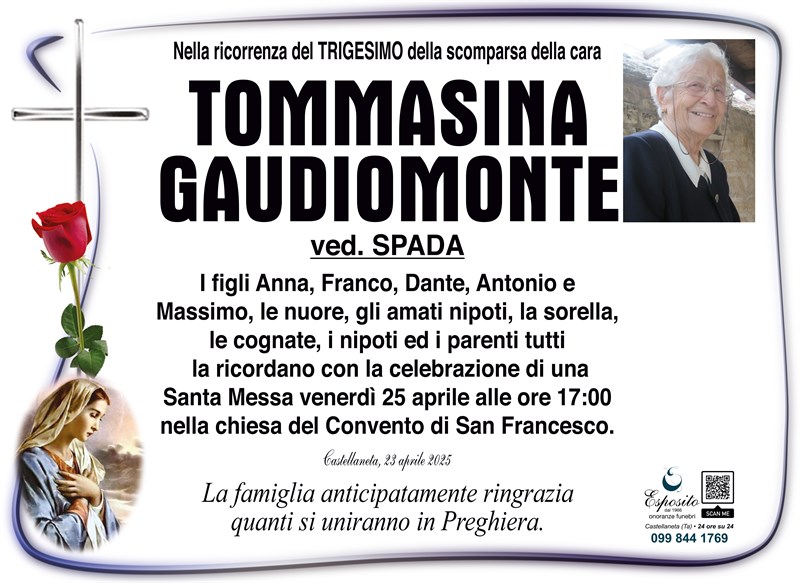 Trigesimo di Tommasina Gaudiomonte