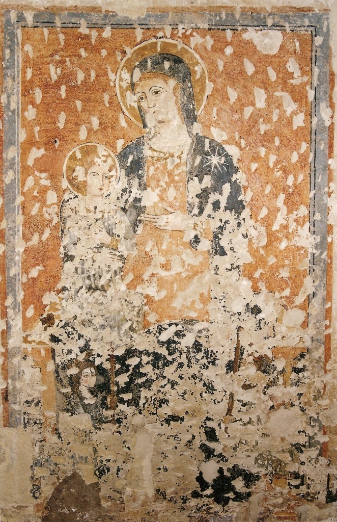 Affresco raffigurante Madonna con Bambino e Santi adoranti