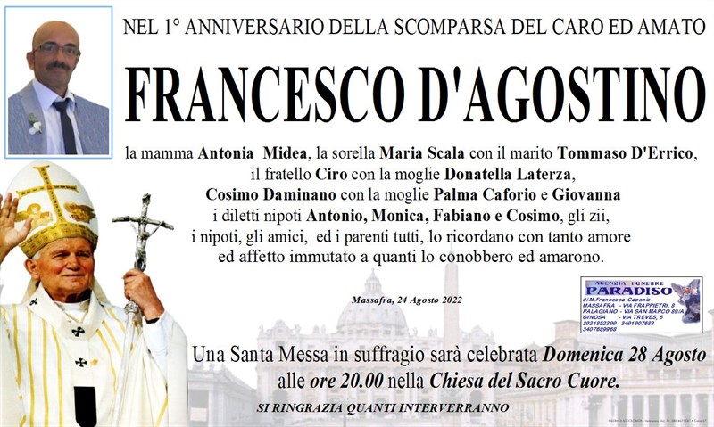 Anniversario di Francesco D’Agostino