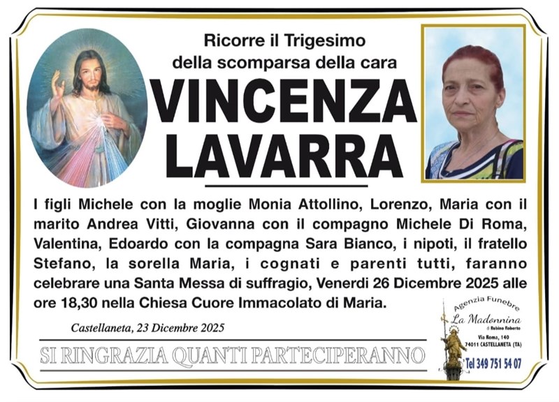 Trigesimo di Vincenza Lavarra