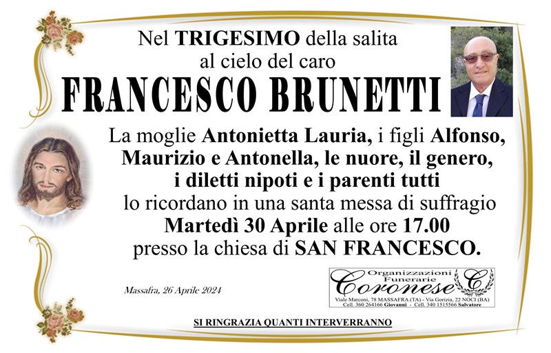 Trigesimo di Francesco Brunetti