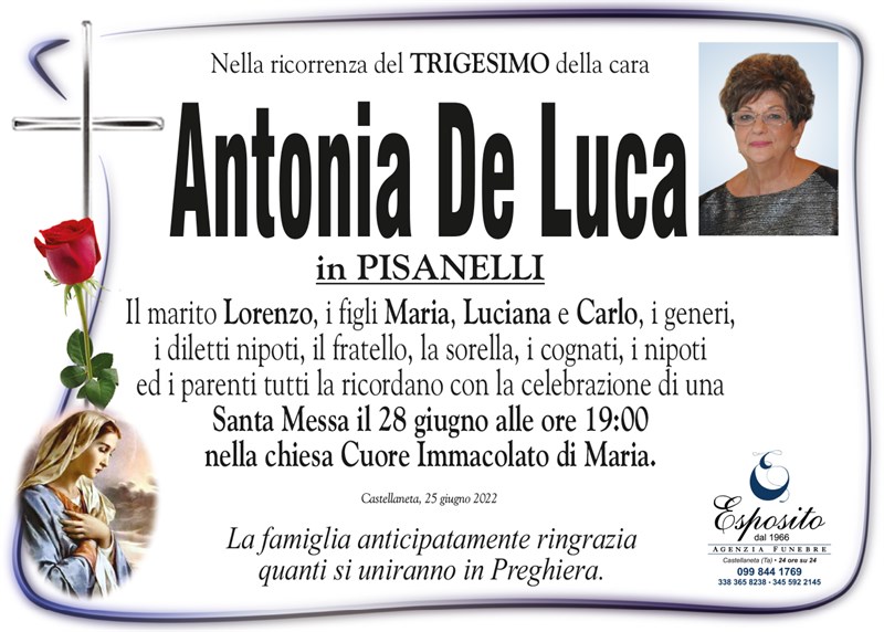 Trigesimo di Antonia De Luca