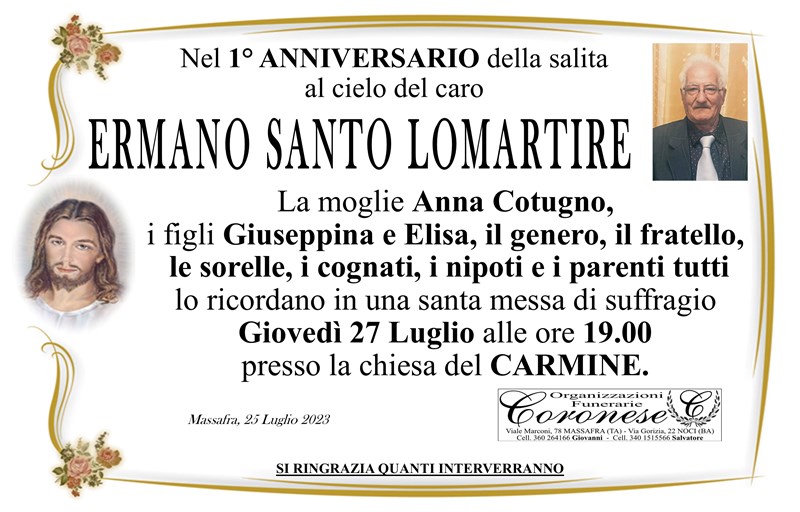 Anniversario di Ermano Santo Lomartire