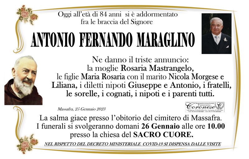 Anniversario di Antonio Fernando Maraglino