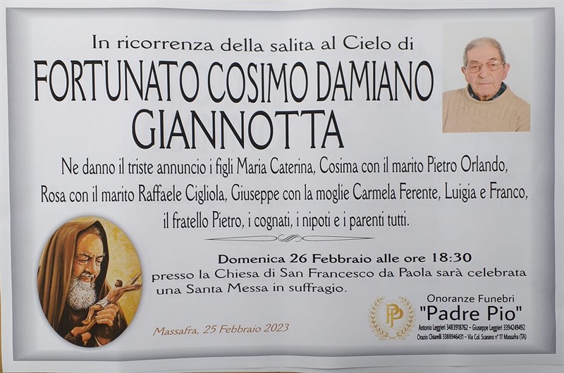 Anniversario di Fortunato Cosimo Damiano Giannotta