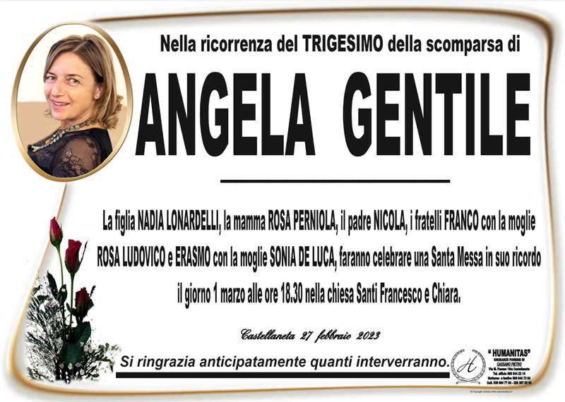 Trigesimo di Angela Gentile