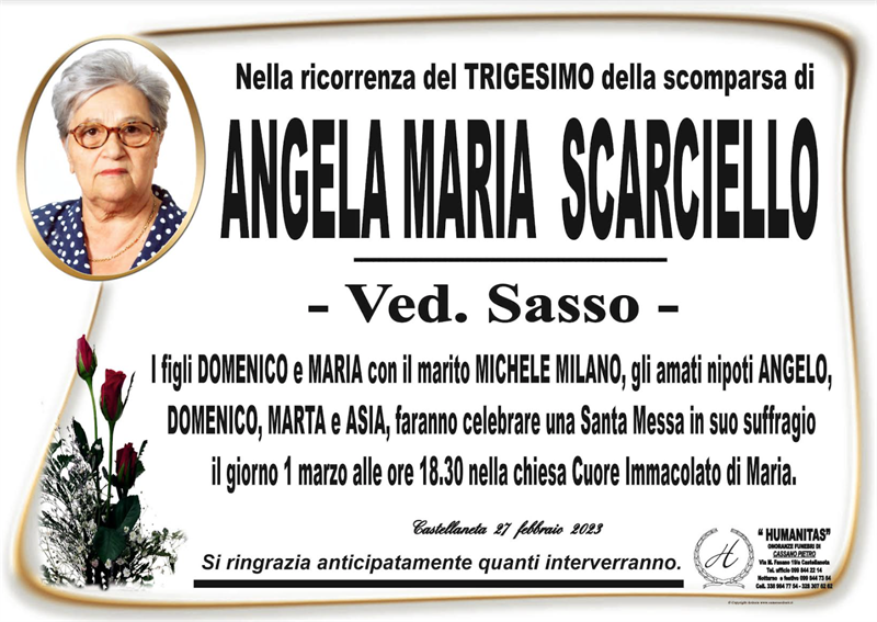 Trigesimo di Angela Maria Scarciello