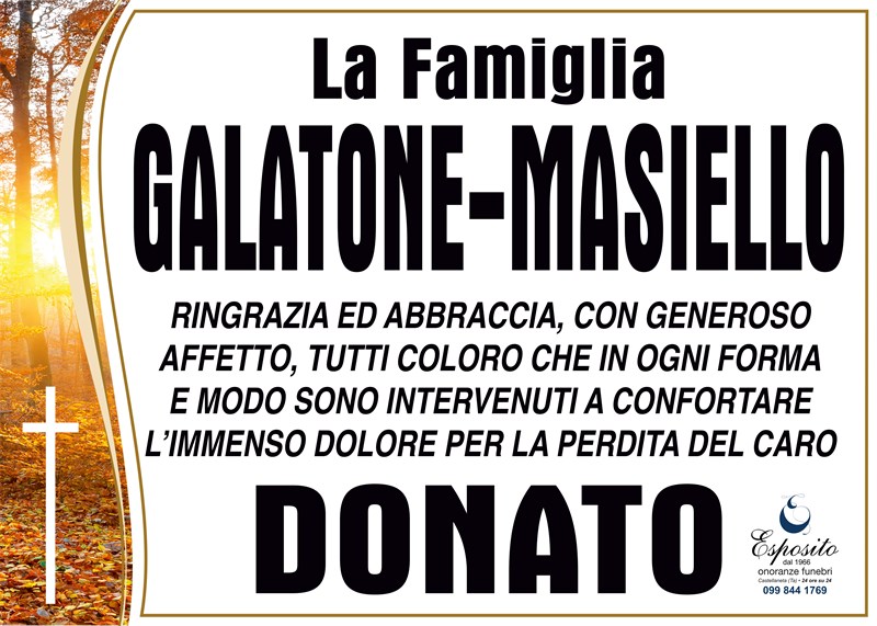 Ringraziamento di Dott. Donato Galatone