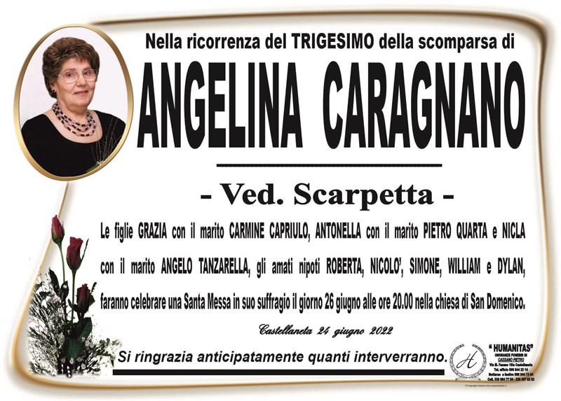 Trigesimo di Angelina Caragnano