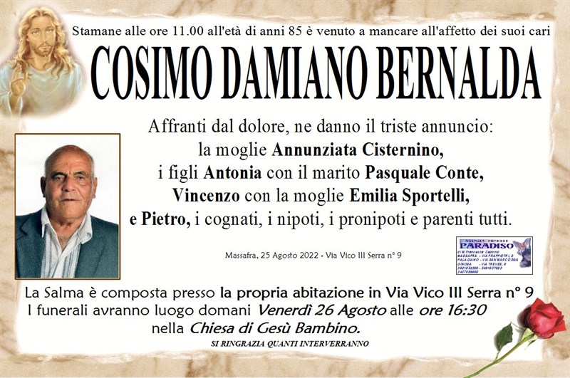 Anniversario di Cosimo Damiano Bernalda