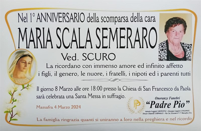 Anniversario di Maria Scala Semeraro