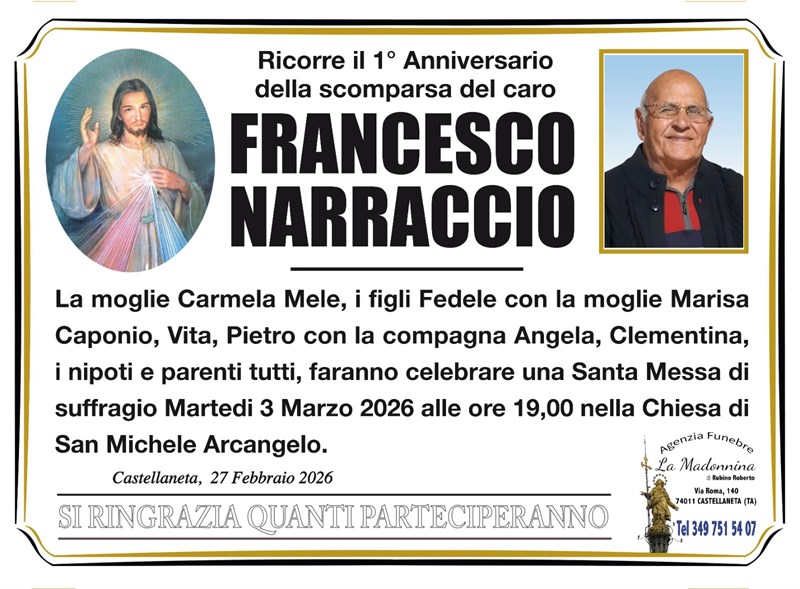 Anniversario di Francesco Narraccio