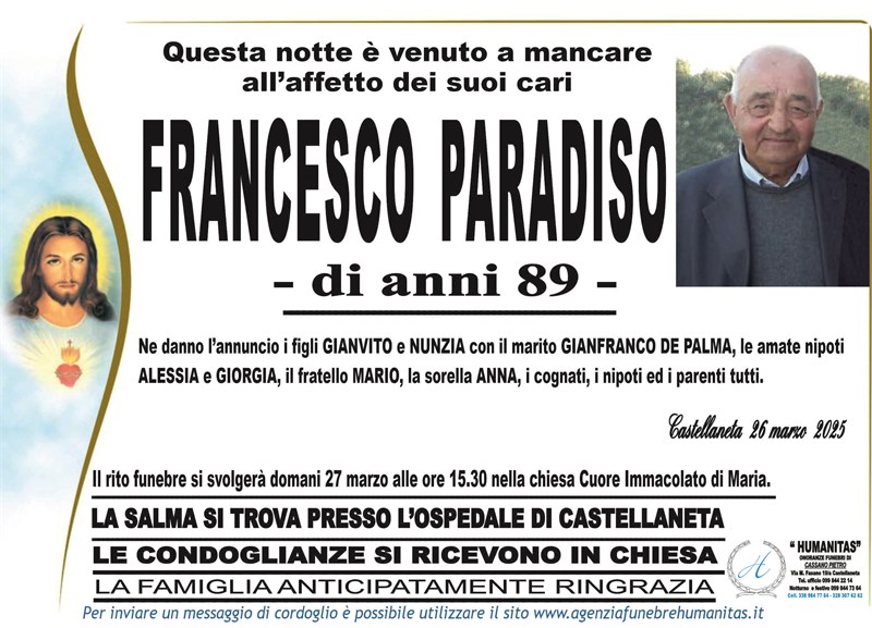 Trigesimo di Francesco  Paradiso