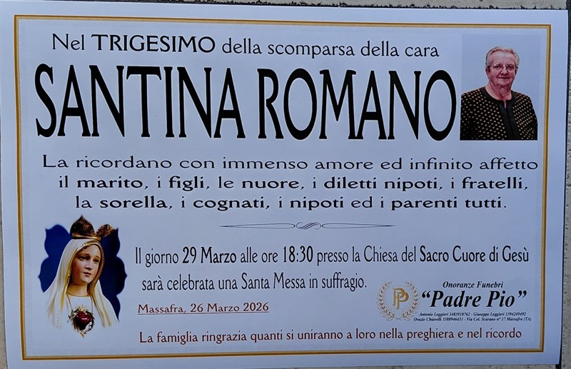 Trigesimo di Santina Romano