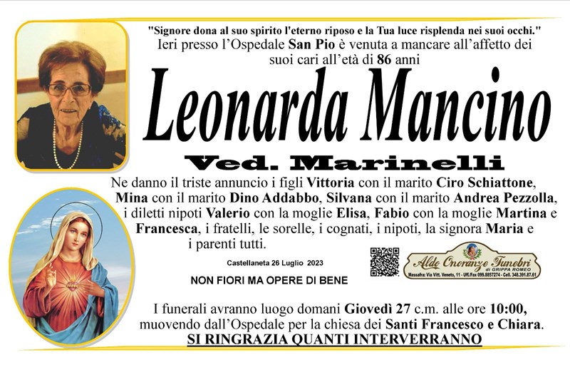 Trigesimo di Leonarda Mancino