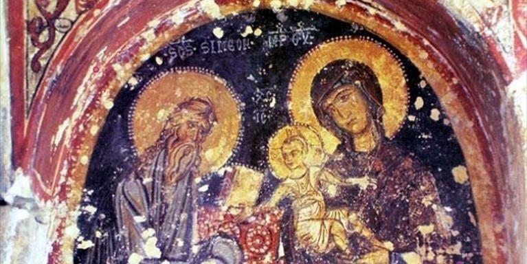 “Presentazione di Gesù al Tempio”, affresco nella Chiesa della Madonna della Candelora a Massafra