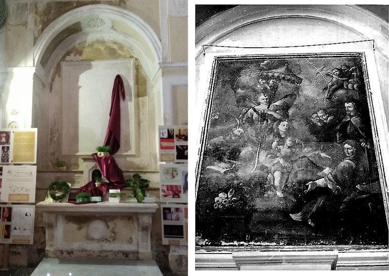 Antica chiesa di santa Chiara, altare di santa Chiara con il dipinto di Galeone