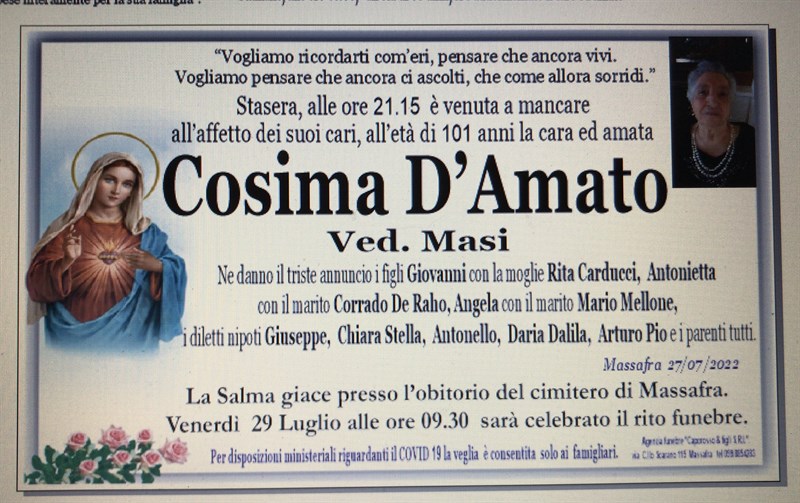 Trigesimo di Cosima D’Amato