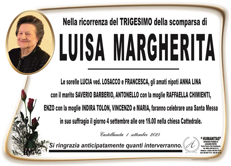Trigesimo di Luisa Margherita