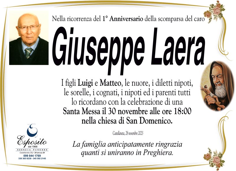 Anniversario di Giuseppe Laera