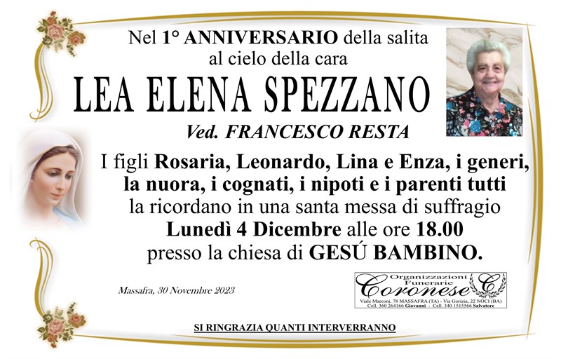 Anniversario di Lea Elena Spezzano