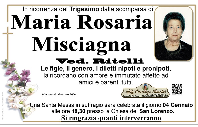 Trigesimo di Maria Rosaria Misciagna