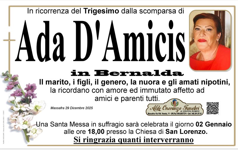 Trigesimo di Ada D'Amicis