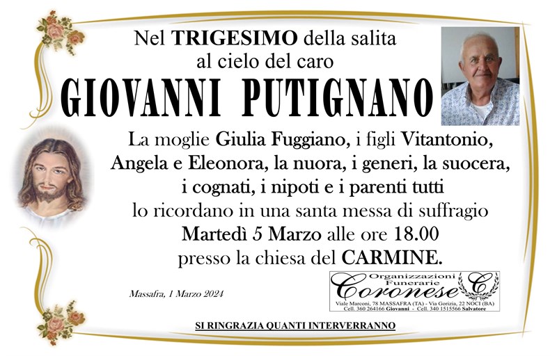 Trigesimo di Giovanni Putignano