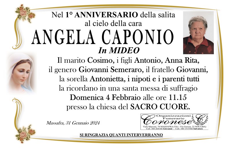 Anniversario di ANGELA CAPONIO